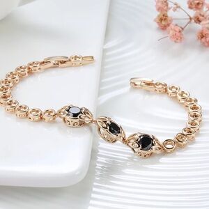 𝅺UNIQUE Retro Natural Black Zircon Rose Gold Bracelet